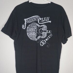 Johnny Cash - Guitar Graphic Man in Black Song Tracks T-Shirt - XL